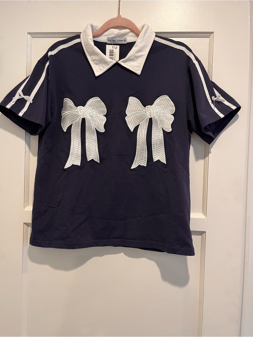 Aelfric Eden Navy & White Bow Polo Top